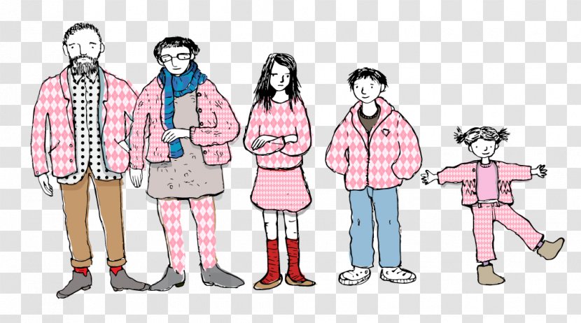 Illustration Family Outerwear Cartoon Drawing - Silhouette - Plaid Jacket Transparent PNG