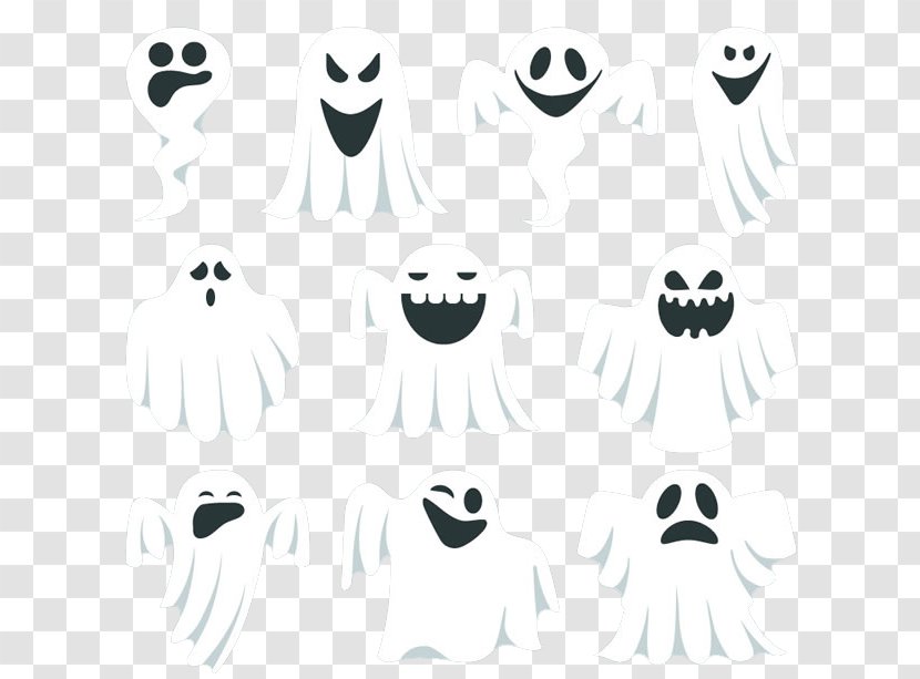 Halloween Jack-o-lantern Ghost - Frame - White Design Vector Material Transparent PNG