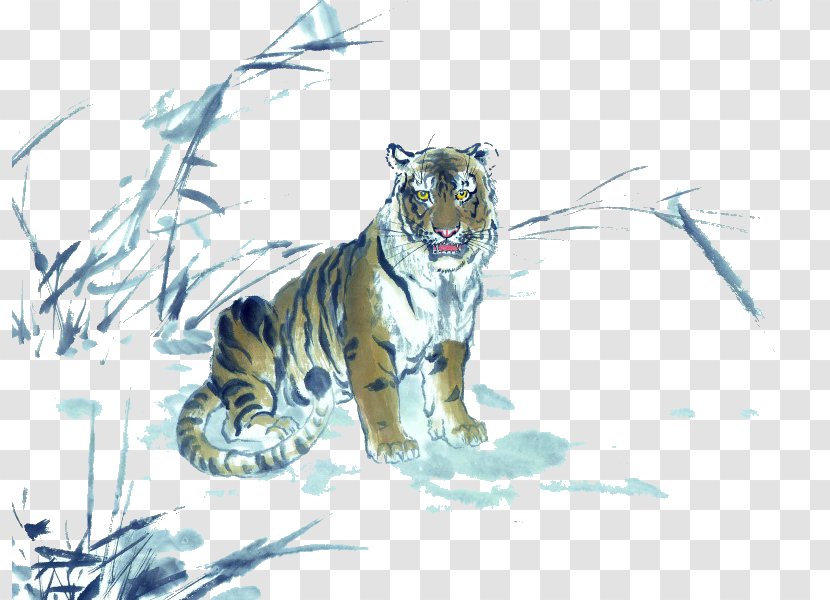 Tiger Chinese Painting Ink Wash Transparent PNG