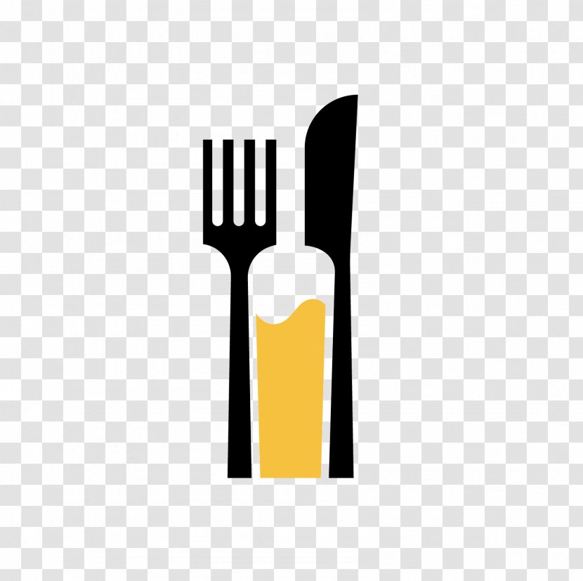 Product Logo Yellow Font Cutlery - Tableware - Entrecote Mockup Transparent PNG