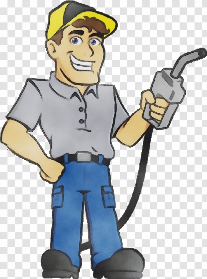 Cartoon Construction Worker Handyman Plumber Tradesman - Monkey Wrench Jackhammer Transparent PNG