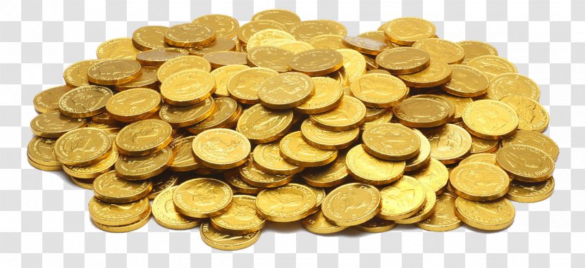 Gold Coin Bullion - Currency - A Pool Of Coins Transparent PNG