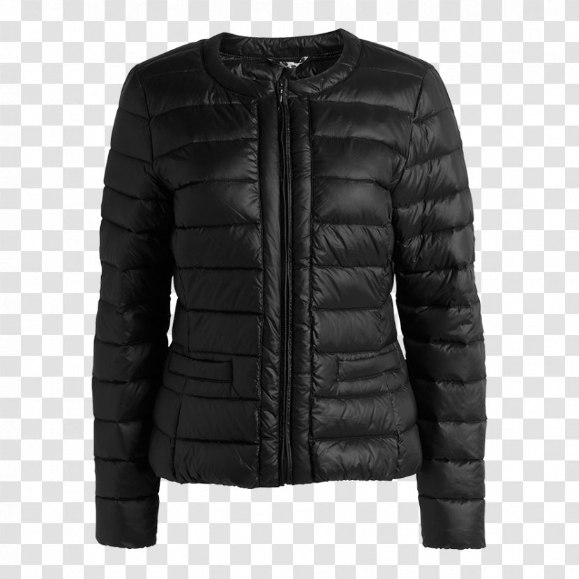Leather Jacket Coat Sleeve Fur - Black M - Winter Transparent PNG