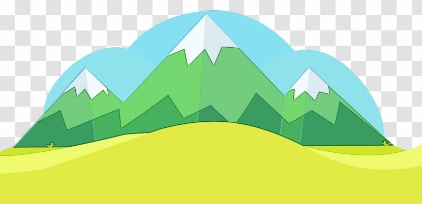 Green Mountainous Landforms Hill Mountain Leaf - Watercolor - Logo Landscape Transparent PNG