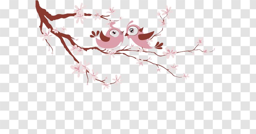 Rosy-faced Lovebird Wedding Invitation Marriage - Cartoon - Couple Of Birds On Branches Transparent PNG