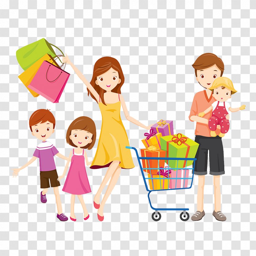 Shopping Cart Family Royalty-free - Happiness - A Of 4 Transparent PNG