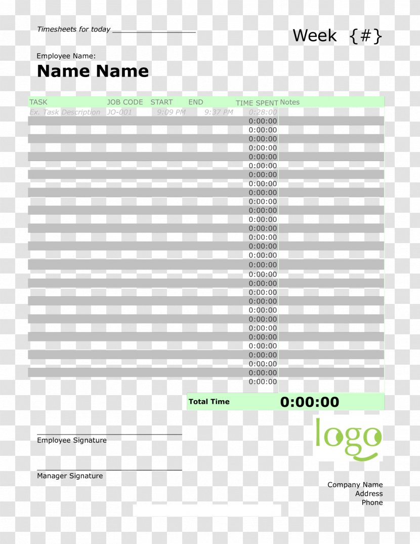 Document Template Timesheet Résumé Schedule - Text - Design Transparent PNG