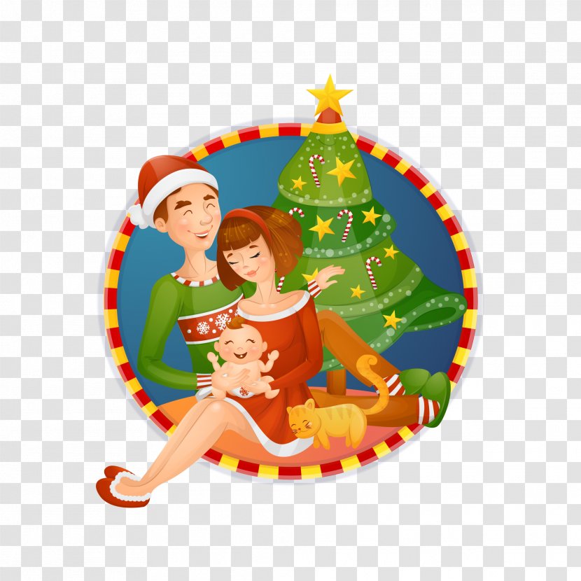 Christmas Family Illustration - Vector Transparent PNG