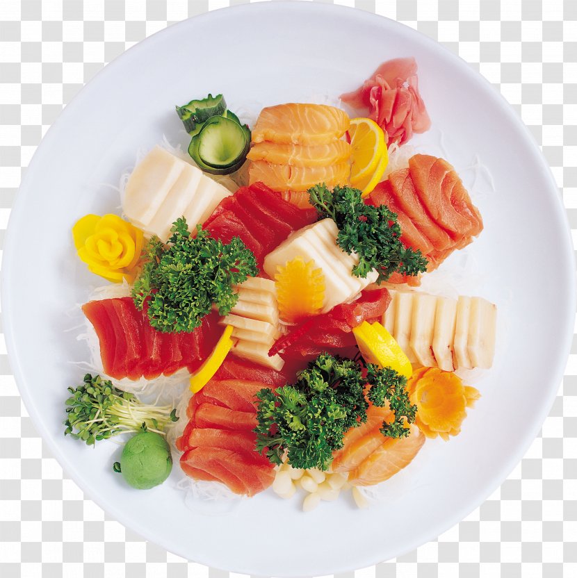 Sashimi Sushi Japanese Cuisine Seafood Smoked Salmon - Food - Platter Transparent PNG