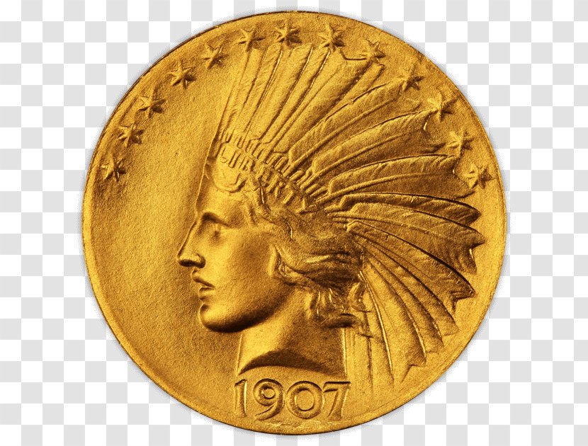 Coin American Gold Eagle Indian Head Pieces - Currency Transparent PNG