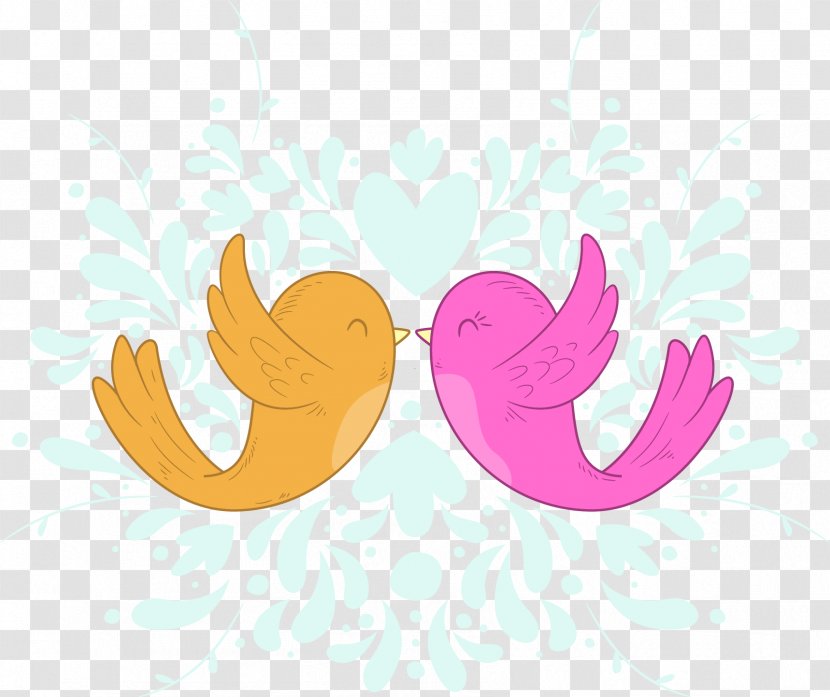 Lovebird Euclidean Vector Illustration - Fictional Character - Cute Love Birds Transparent PNG