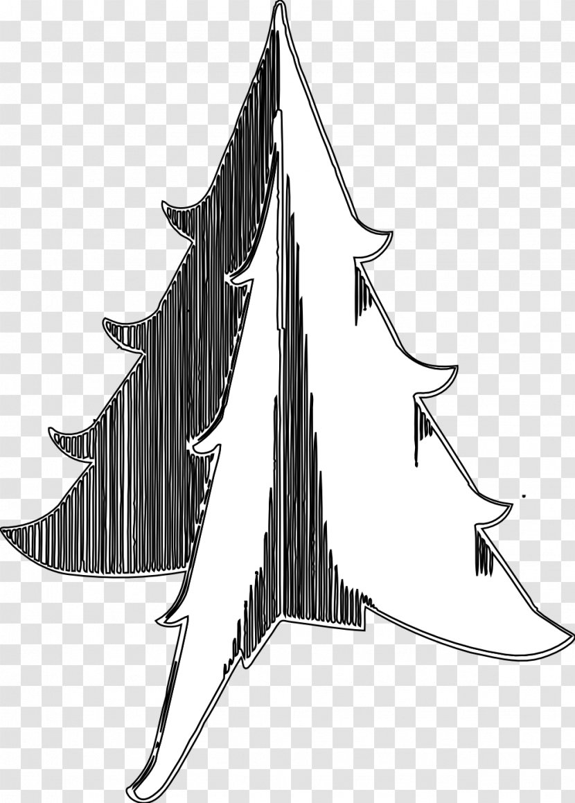 Christmas Tree Clip Art Vector Graphics Day - Monochrome Transparent PNG