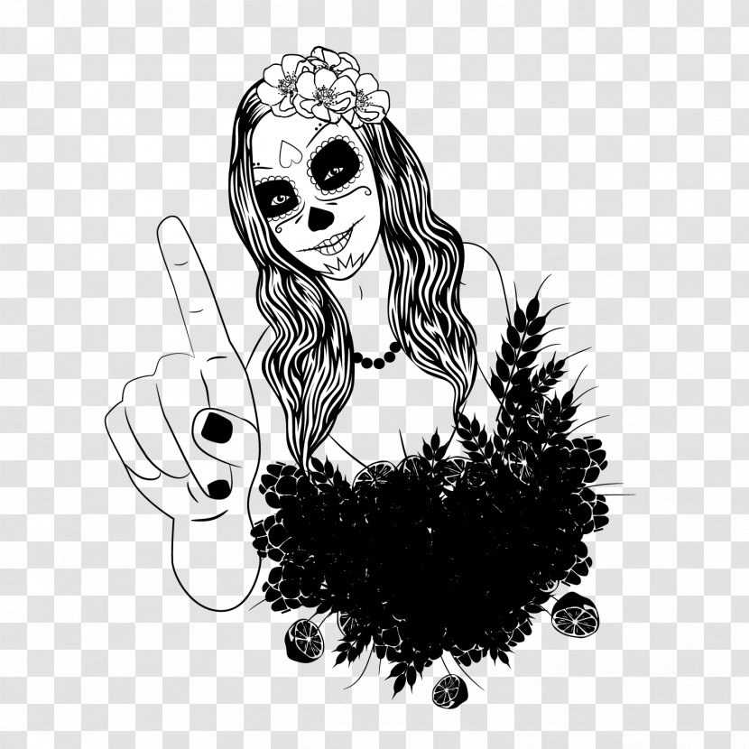 Drawing Fashion Illustration Visual Arts - Mexican Painted Skull Banner Transparent PNG