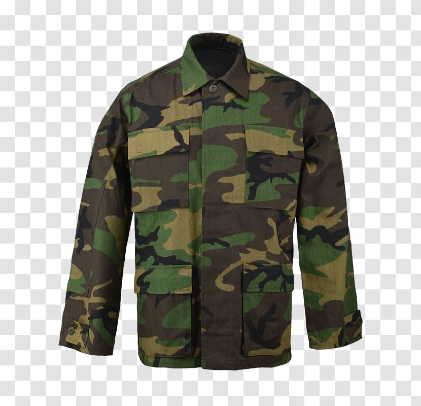Jacket Military Camouflage Uniform Sleeve Button - Woodland Transparent PNG