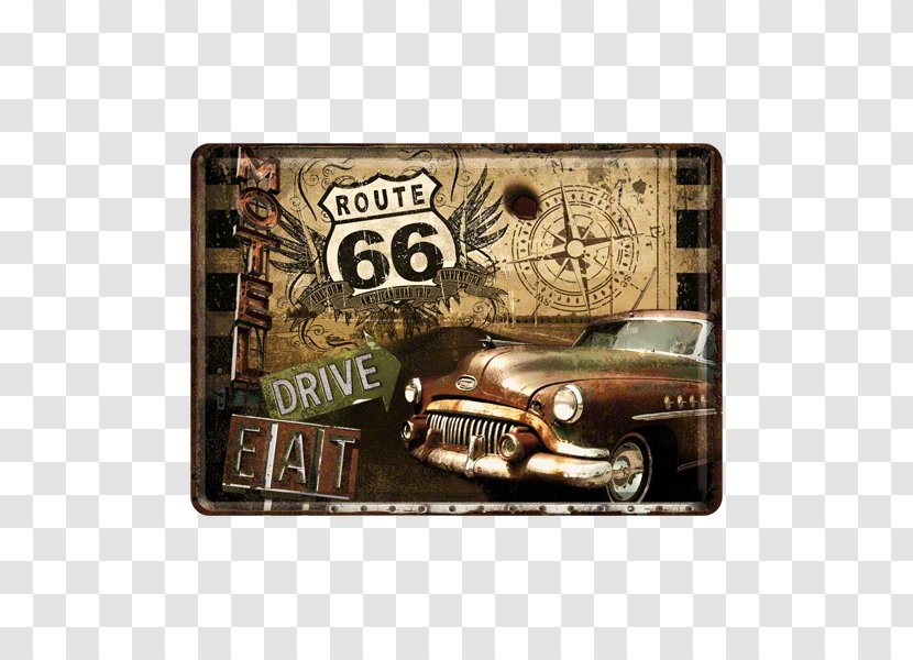 U.S. Route 66 In Arizona Retro Style Car - Vintage Transparent PNG