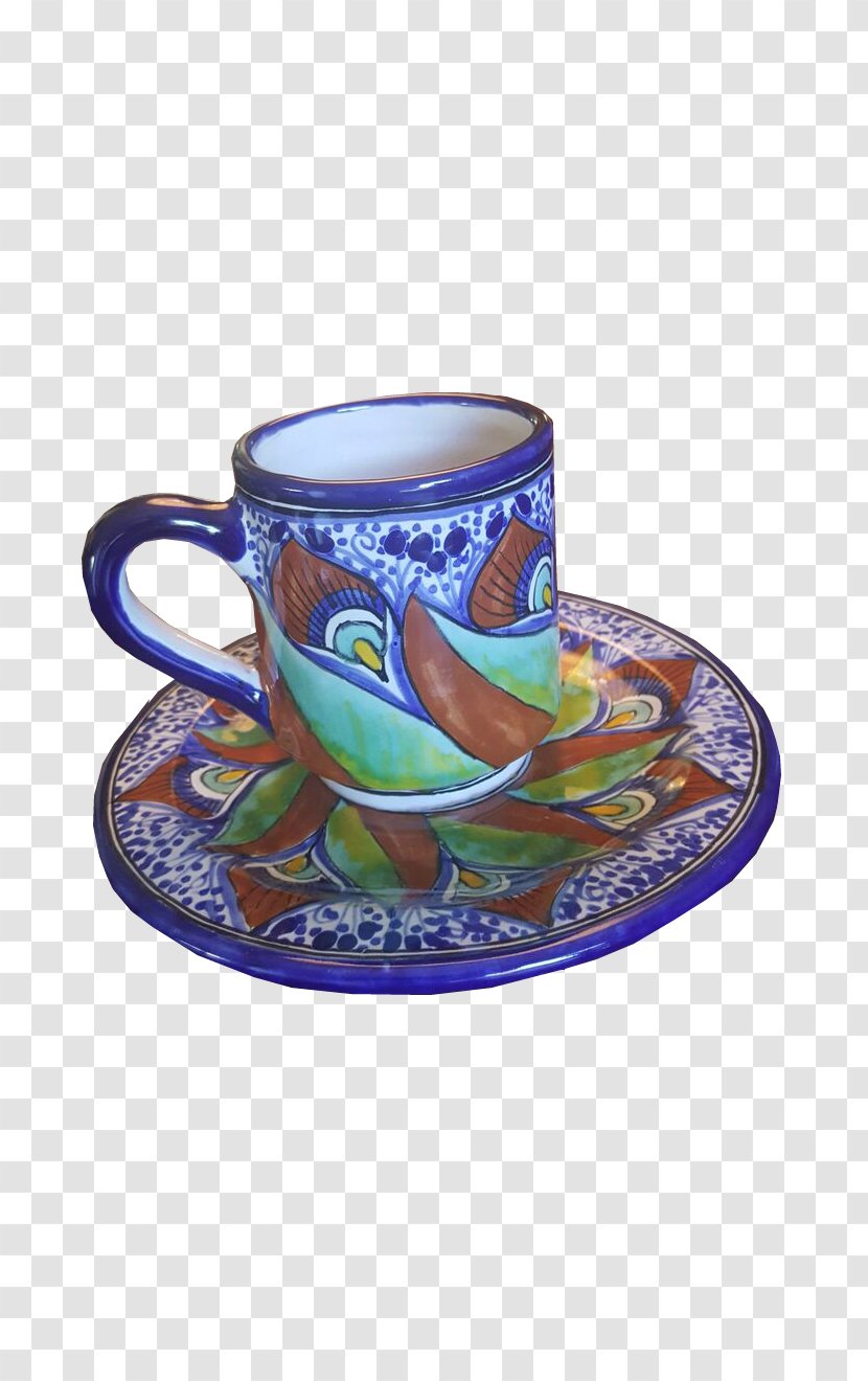 Coffee Cup Ceramic Pottery Saucer Mug - Talavera Transparent PNG