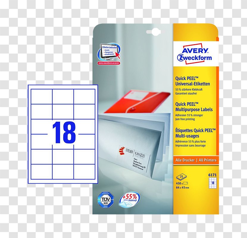 Paper Label Avery Dennison Office Supplies Zweckform - Brand - Etikett Transparent PNG