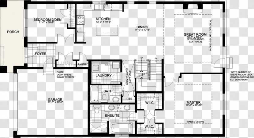 Floor Plan Bungalow House Wateridge Circle - Elevation Transparent PNG