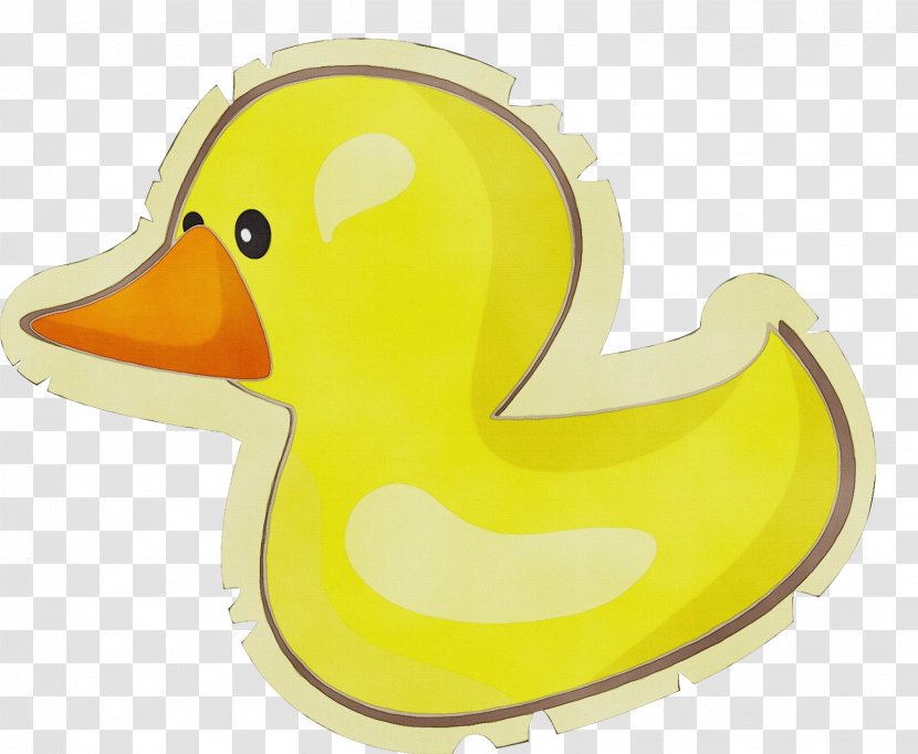 Duck Rubber Ducky Yellow Ducks, Geese And Swans Bird - Watercolor - Waterfowl Bath Toy Transparent PNG