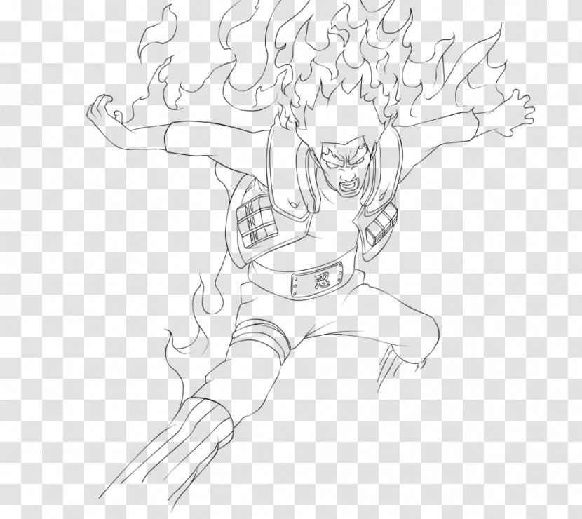 Might Guy Line Art Drawing Naruto Sketch - Cartoon - Shigatsu Wa Kimi No Uso Transparent PNG