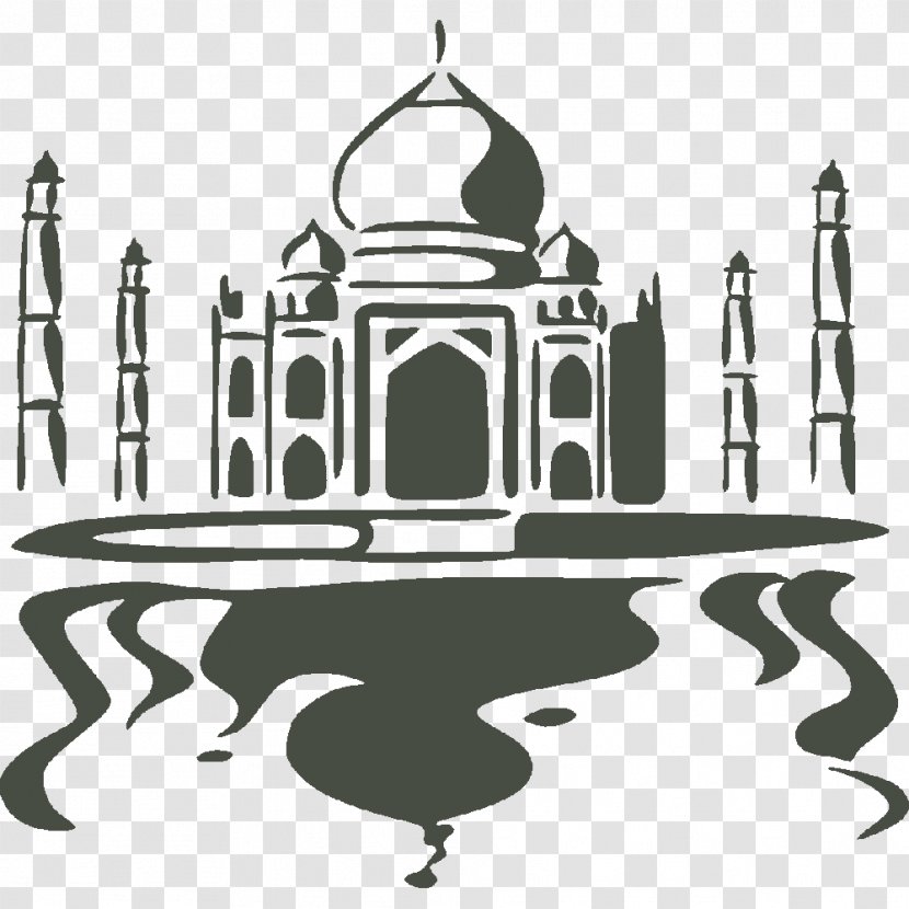 Black Taj Mahal Clip Art Landmark Architecture - Drawing Transparent PNG