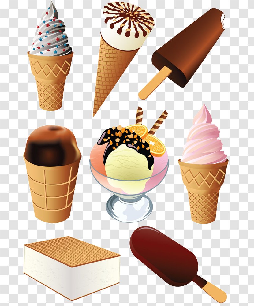 Ice Cream Cone Sundae Chocolate - Vector Transparent PNG
