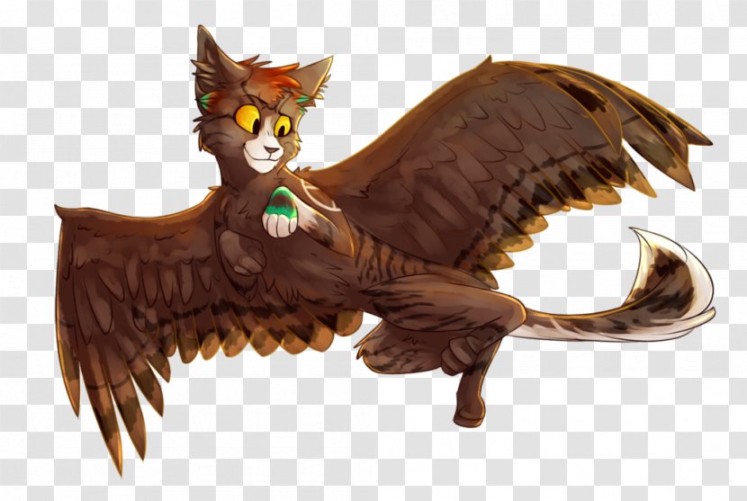Winged Cat Bird Drawing - Mythical Creature - Flying Wings Transparent PNG