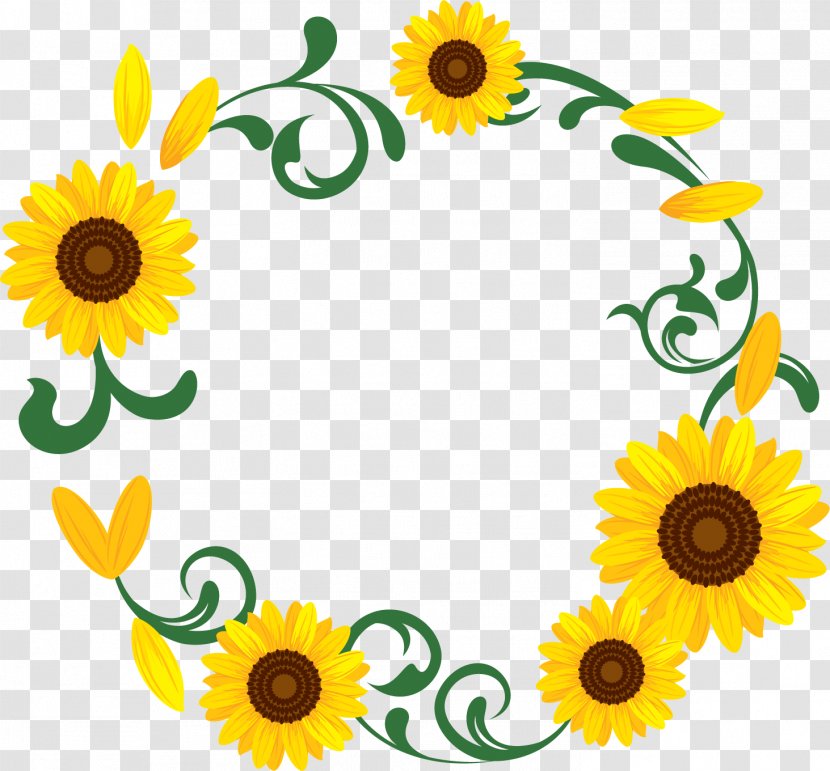 Kitakyushu Common Sunflower Wreath Garland Clip Art - Floral Design - Seosan Transparent PNG