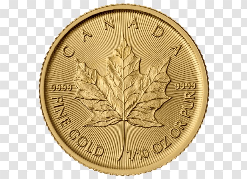 Canadian Gold Maple Leaf Bullion Coin - Money - Silver Transparent PNG