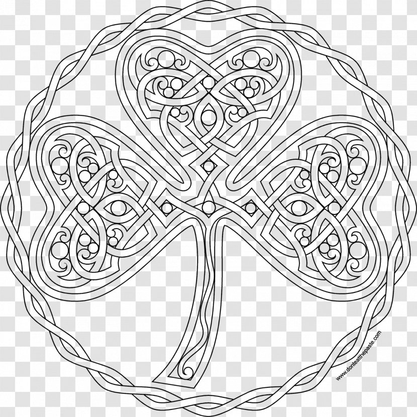 Coloring Book Shamrock Mandala Symbol Pattern - Heart Transparent PNG