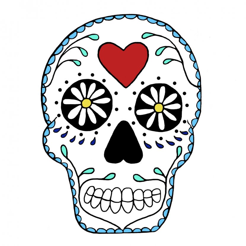 Calavera Skull Drawing Clip Art - Flower - Easy Cliparts Transparent PNG
