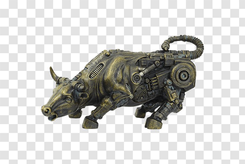 Cattle Charging Bull Steampunk Sculpture - Agressive Transparent PNG