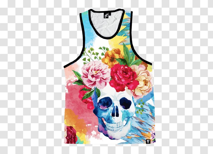 Watercolor Painting Skull Art - T Shirt - Life And Death Transparent PNG