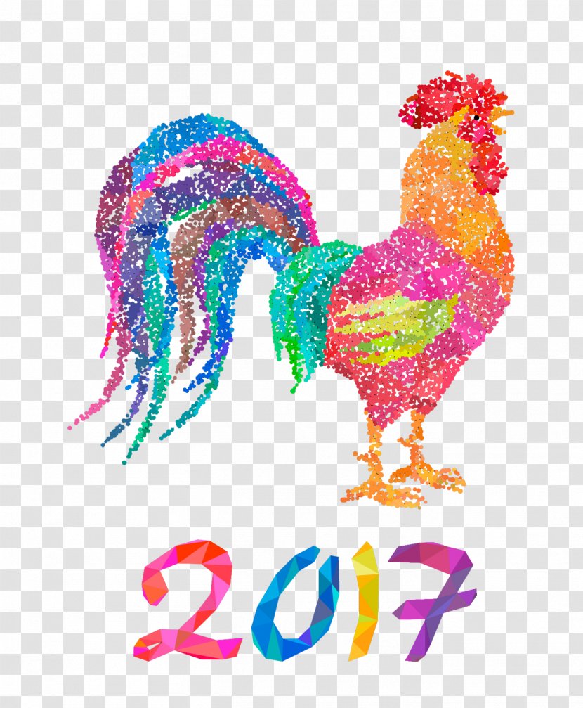 Chinese New Year Rooster Years Day Card - Greeting - Color Cock Transparent PNG