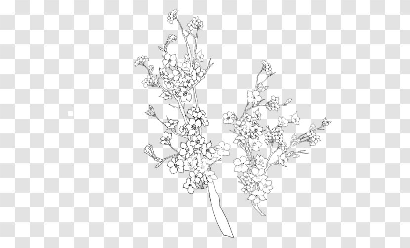 Artificial Flower Drawing Doodle Blossom - Black And White Transparent PNG