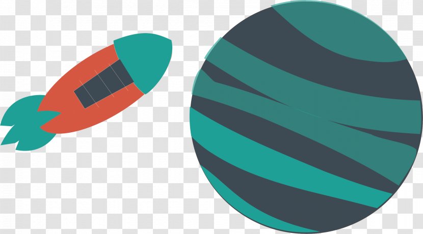Teal Circle Font - Spaceship Planet Transparent PNG
