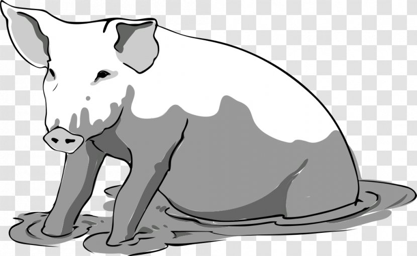 Large White Pig Clip Art - Black And - Mud Transparent PNG