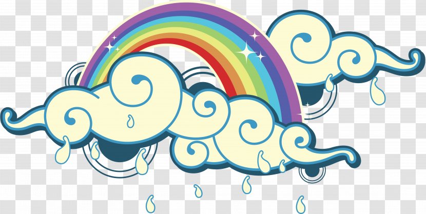 Cloud Euclidean Vector Rainbow - Rain Clouds And Cartoon Painting Transparent PNG
