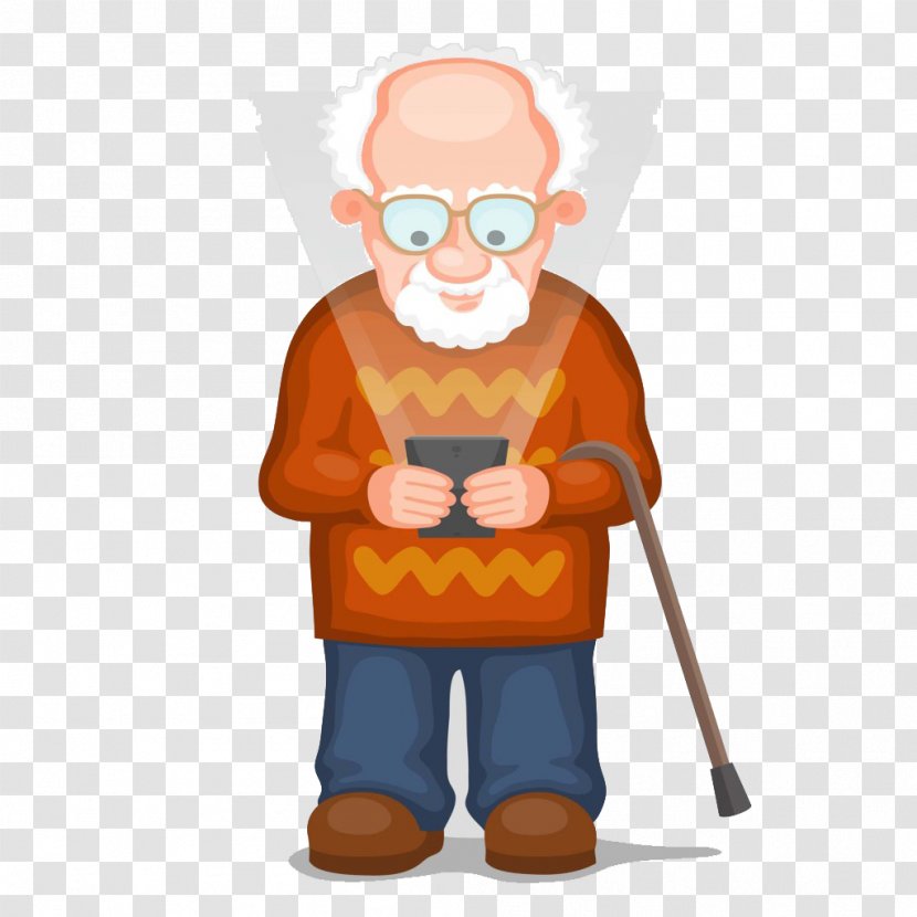 Old Age Mobile Phone Clip Art - Commerce - Honor Elders Man Transparent PNG