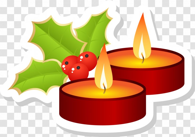 Christmas Decoration Illustration - Fruit - Red Cartoon Candle Transparent PNG