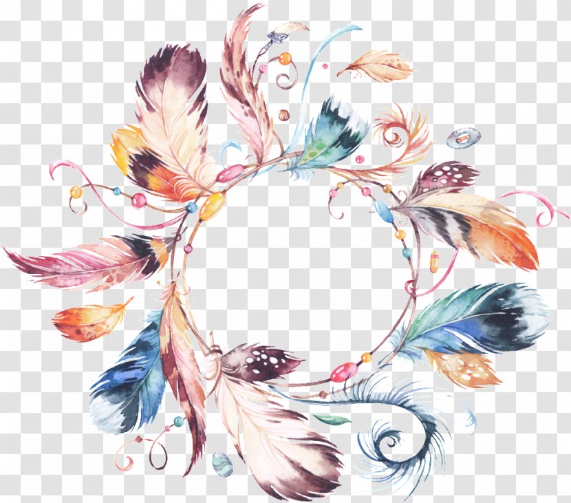 Watercolor Painting Watercolor: Flowers Drawing Art - Feather - Bodies Design Element Transparent PNG