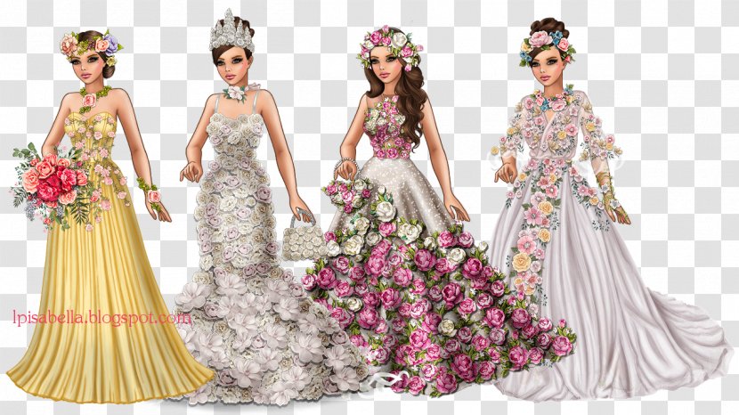 Wedding Dress Fashion Floral Design Lady Popular - Cartoon Transparent PNG