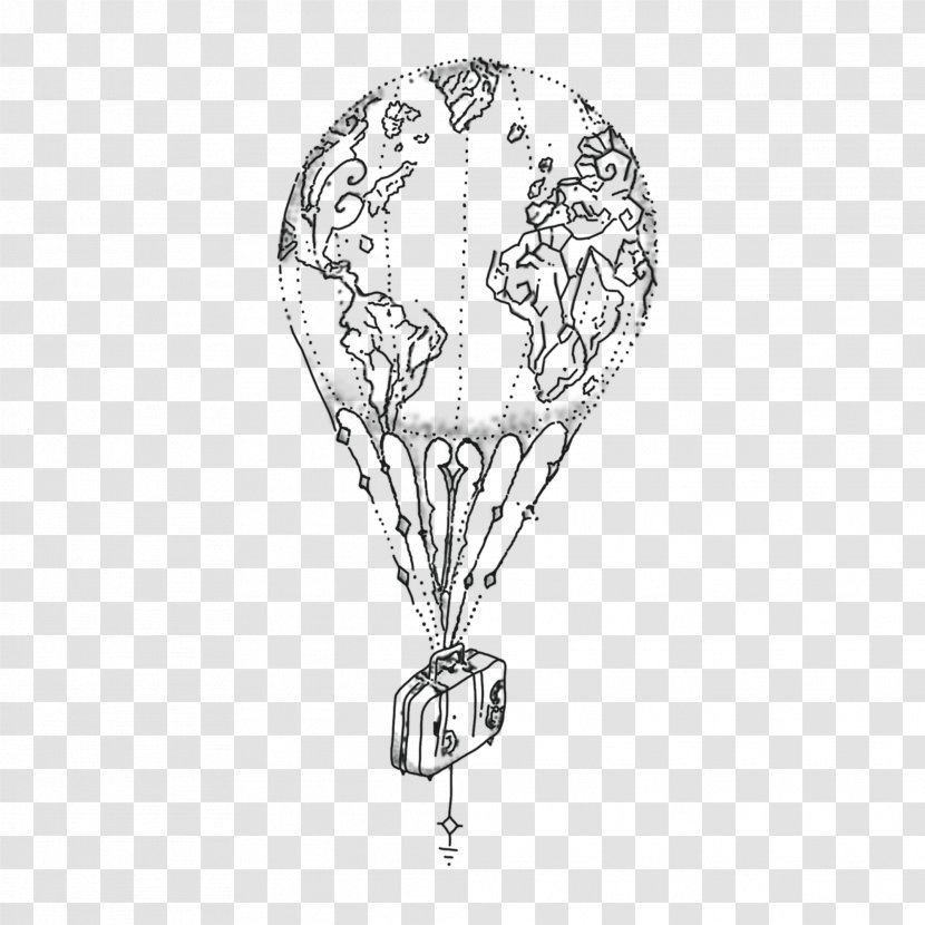 Hot Air Balloon Abziehtattoo Tattoo Artist - Black And White Transparent PNG