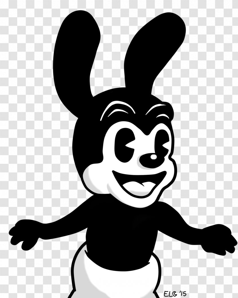 Black And White Cartoon Oswald The Lucky Rabbit Drawing Character - Finger Transparent PNG