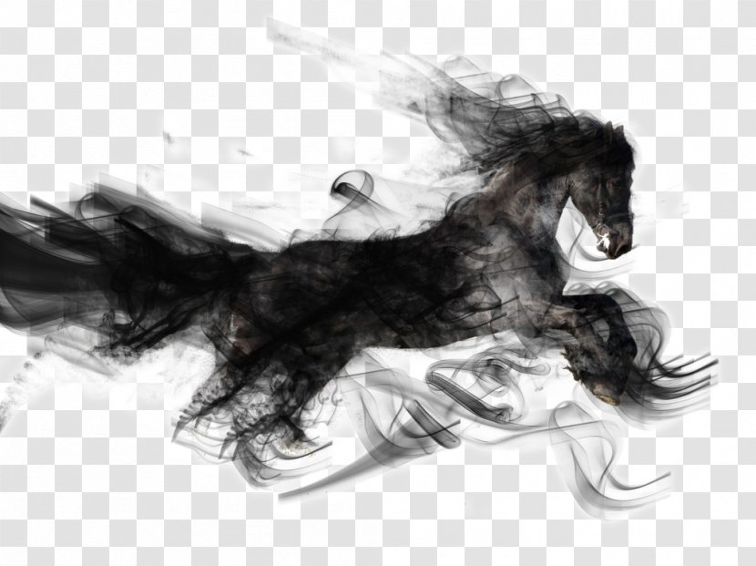 Ink Wash Painting Poster - Mane - Black Horse Picture Material Transparent PNG