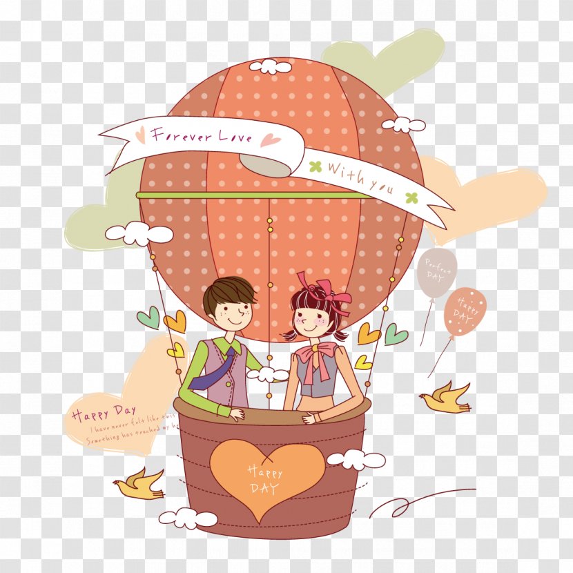 Cartoon Drawing - Food - Hot Air Balloon Ride For Men And Women Transparent PNG