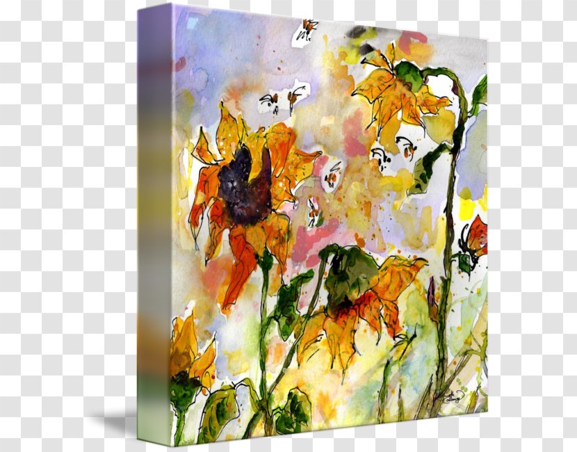 Watercolor Painting Art Floral Design Canvas Print - Floristry - Sunflower Transparent PNG