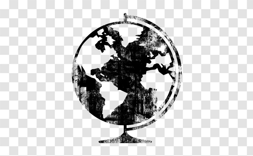 Globe World Map Clip Art - Black And White Transparent PNG