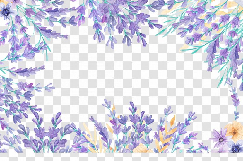 Watercolor Painting Flower Designer - Lavender - Flowers Frame Decorative Patterns Transparent PNG