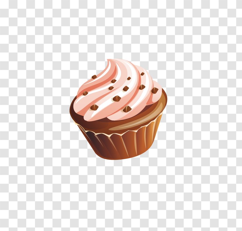 Ice Cream Buttercream Praline Cupcake - Chocolate Strawberry Transparent PNG